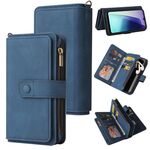 Per Redmi 14C 4G Global Skin Feel Multi Card Slots Zipper Wallet Custodia per telefono in pelle (blu)