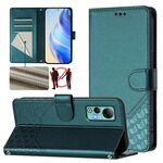 Per Ulefone Note 14 Custodia per telefono in pelle con stampa a nido d'ape RFID (verde pavone)