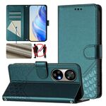 Per Ulefone Note 17 Pro Custodia per telefono in pelle con stampa a nido d'ape RFID (verde pavone)
