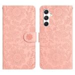 Per Samsung Galaxy S23 FE 5G Custodia in pelle con motivo floreale in rilievo (rosa)