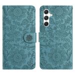 Per Samsung Galaxy S23 FE 5G Custodia in pelle con motivo floreale in rilievo (verde scuro)