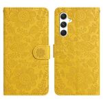 Per Samsung Galaxy S23 FE 5G Custodia in pelle con motivo floreale in rilievo (giallo)