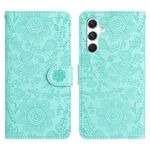 Per Samsung Galaxy S23 FE 5G Custodia in pelle con motivo floreale in rilievo (verde chiaro)