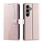 Per Samsung Galaxy S24+ 5G Voltage Custodia per telefono in pelle ultra sottile a pois (oro rosa)