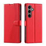 Per Samsung Galaxy S24+ 5G Voltage Custodia per telefono in pelle ultrasottile a pois (rosso)