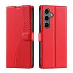 Per Samsung Galaxy S23 FE 5G Voltage Custodia per telefono in pelle ultra sottile a pois (rosso)