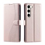 Per Samsung Galaxy S23 5G Voltage Custodia per telefono in pelle ultra sottile a pois (oro rosa)