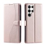 Per Samsung Galaxy S22 Ultra 5G Voltage Custodia per telefono in pelle ultra sottile a pois (oro rosa)