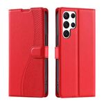 Per Samsung Galaxy S22 Ultra 5G Voltage Custodia per telefono in pelle ultrasottile a pois (rossa)