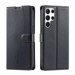 Per Samsung Galaxy S22 Ultra 5G Voltage Custodia per telefono in pelle ultrasottile a pois (nera)