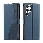 Per Samsung Galaxy S22 Ultra 5G Voltage Custodia per telefono in pelle ultrasottile a pois (blu)