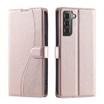 Per Samsung Galaxy S22+ 5G Voltage Custodia per telefono in pelle ultra sottile a pois (oro rosa)