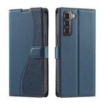 Per Samsung Galaxy S22+ 5G Voltage Custodia per telefono in pelle ultra sottile a pois (blu)