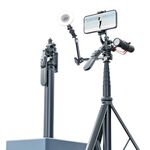 Selfie stick con treppiede in metallo da 2 m con 4 interfacce di espansione e luce di riempimento D07 per fotocamera del telefono
