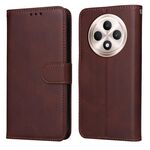 Per OPPO Reno12 F 4G Custodia per telefono in pelle con texture di vitello classica (marrone)