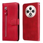 Per OPPO Reno12 F 4G Custodia per telefono in pelle con cerniera e texture di vitello alla moda (rosso)