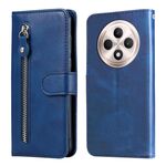 Per OPPO Reno12 F 4G Custodia per telefono in pelle con cerniera e texture di vitello alla moda (blu)