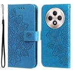 Per OPPO Reno12 F 4G Custodia in pelle con stampa a fiori a sette petali (blu)