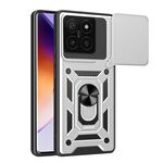 Per Xiaomi 14T 5G Custodia per fotocamera scorrevole TPU Hybrid PC Phone Case (Argento)