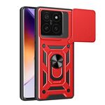 Per Xiaomi 14T Pro 5G Custodia per fotocamera scorrevole in TPU ibrido per PC (rosso)