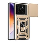 Per Xiaomi 14T Pro 5G Custodia per fotocamera scorrevole in TPU ibrido per PC (oro)