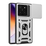 Per Xiaomi 14T Pro 5G Custodia per fotocamera scorrevole TPU Hybrid PC Phone Case (Argento)