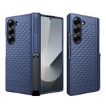 Per Samsung Galaxy Z Fold6 Custodia per telefono con cerniera a cubo integrata con supporto a molla (blu)