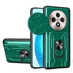 Per OPPO Reno12 F 5G Custodia per telefono con schermo scorrevole globale in TPU+PC con slot per schede (verde scuro)