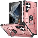 Per Samsung Galaxy S24 Ultra 5G Custodia per telefono con supporto ad anello (oro rosa)