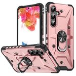 Per Samsung Galaxy S24+ 5G Custodia per telefono con supporto ad anello (oro rosa)