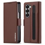 Per Samsung Galaxy Z Fold6 LC.IMEEKE L1 Series Custodia per telefono in PU con trama fine e smerigliata con slot per penna, penna non inclusa (marrone)