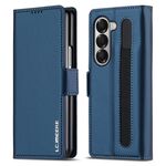 Per Samsung Galaxy Z Fold6 LC.IMEEKE L1 Series Custodia per telefono in PU con trama fine e smerigliata con slot per penna, penna non inclusa (blu)