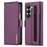 Per Samsung Galaxy Z Fold6 LC.IMEEKE L1 Series Custodia per telefono in PU con trama fine e smerigliata con slot per penna, penna non inclusa (viola)