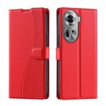 Per OPPO Reno11 Global Voltage Custodia per telefono in pelle ultrasottile a pois (rossa)