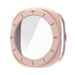 Per Samsung Galaxy Watch Ultra 47mm Pellicola in vetro temperato Custodia protettiva per orologio PC integrata (rosa)