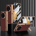 Custodia per telefono in pelle antiurto con cerniera magnetica integrata For Honor Magic V3 GKK (oro sabbia)