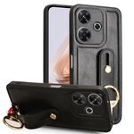 Per Redmi 13 4G / Note 13R Custodia per telefono con cinturino in pelle (nero)