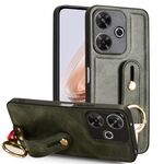 Per Redmi 13 4G / Note 13R Custodia per telefono con cinturino in pelle (verde)