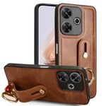 Per Redmi 13 4G / Note 13R Custodia per telefono con cinturino in pelle (marrone)