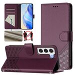 Per Samsung Galaxy S22 5G Custodia per telefono in pelle con stampa a nido d'ape RFID (viola)