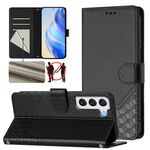 Per Samsung Galaxy S22+ 5G Custodia per telefono in pelle con stampa a nido d'ape RFID (nera)