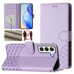 Per Samsung Galaxy S22+ 5G Custodia per telefono in pelle con stampa a nido d'ape RFID (viola chiaro)