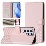 Per Samsung Galaxy S22 Ultra 5G Custodia per telefono in pelle con stampa a nido d'ape RFID (rosa)