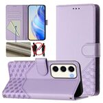 Per Samsung Galaxy S23 5G Custodia per telefono in pelle con stampa a nido d'ape RFID (viola chiaro)