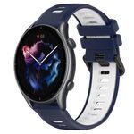 Per Amazfit 3 22MM cinturino sportivo in silicone bicolore (blu notte + bianco)