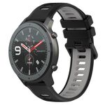 Per Amazfit GTR 47mm 22MM Cinturino sportivo in silicone bicolore (nero + grigio)