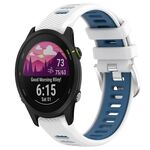 Per Garmin Forerunner 255S Cinturino sportivo in silicone con fibbia in acciaio bicolore da 18 mm (bianco + blu)