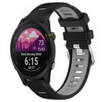 Per Garmin Forerunner 255S 18mm Cinturino sportivo in silicone con fibbia in acciaio bicolore (nero + grigio)