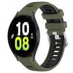 Per Samsung Galaxy Watch5 44mm 20mm Cinturino sportivo in silicone con fibbia in acciaio bicolore (verde militare + nero)