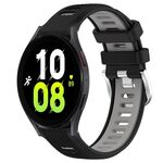 Per Samsung Galaxy Watch5 44mm 20mm Cinturino sportivo in silicone con fibbia in acciaio bicolore (nero + grigio)